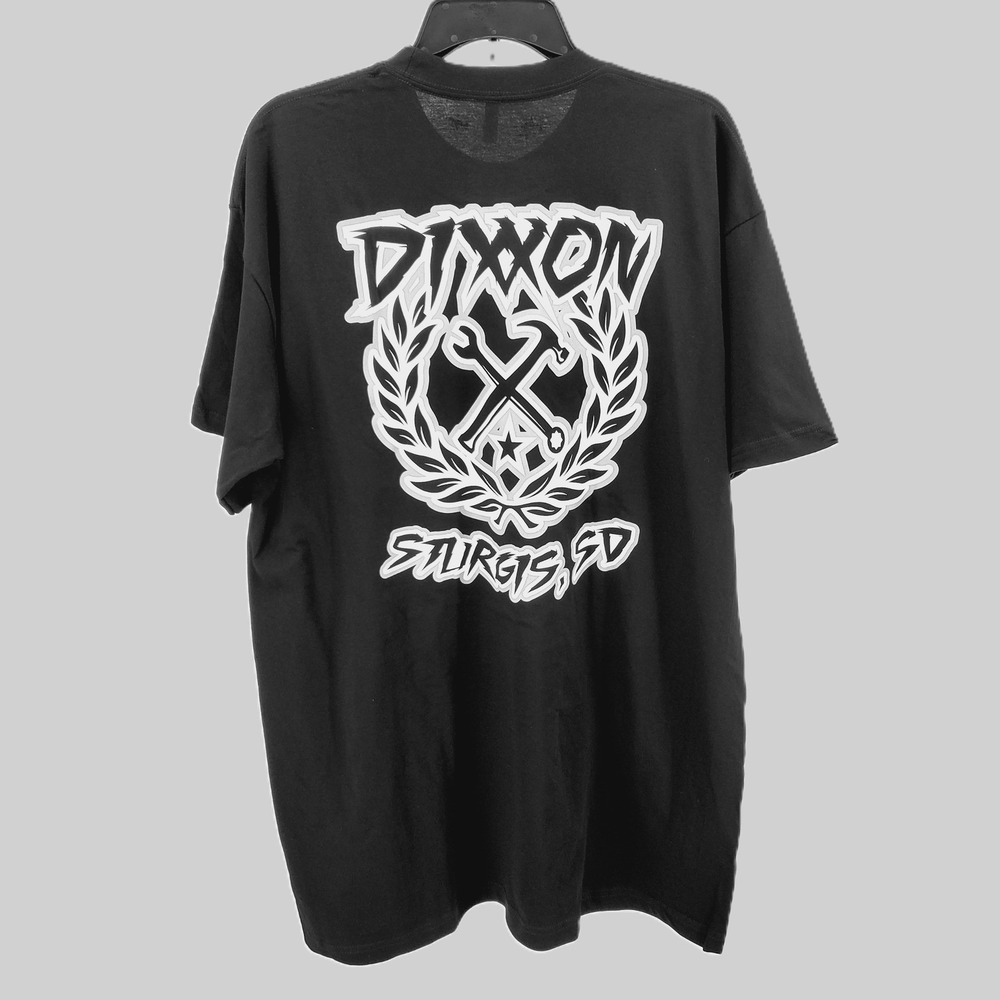 Dixxon Gray Sketchy Crest Sturgis SD Black Graphic T-Shirt Mens XL 100% Cotton